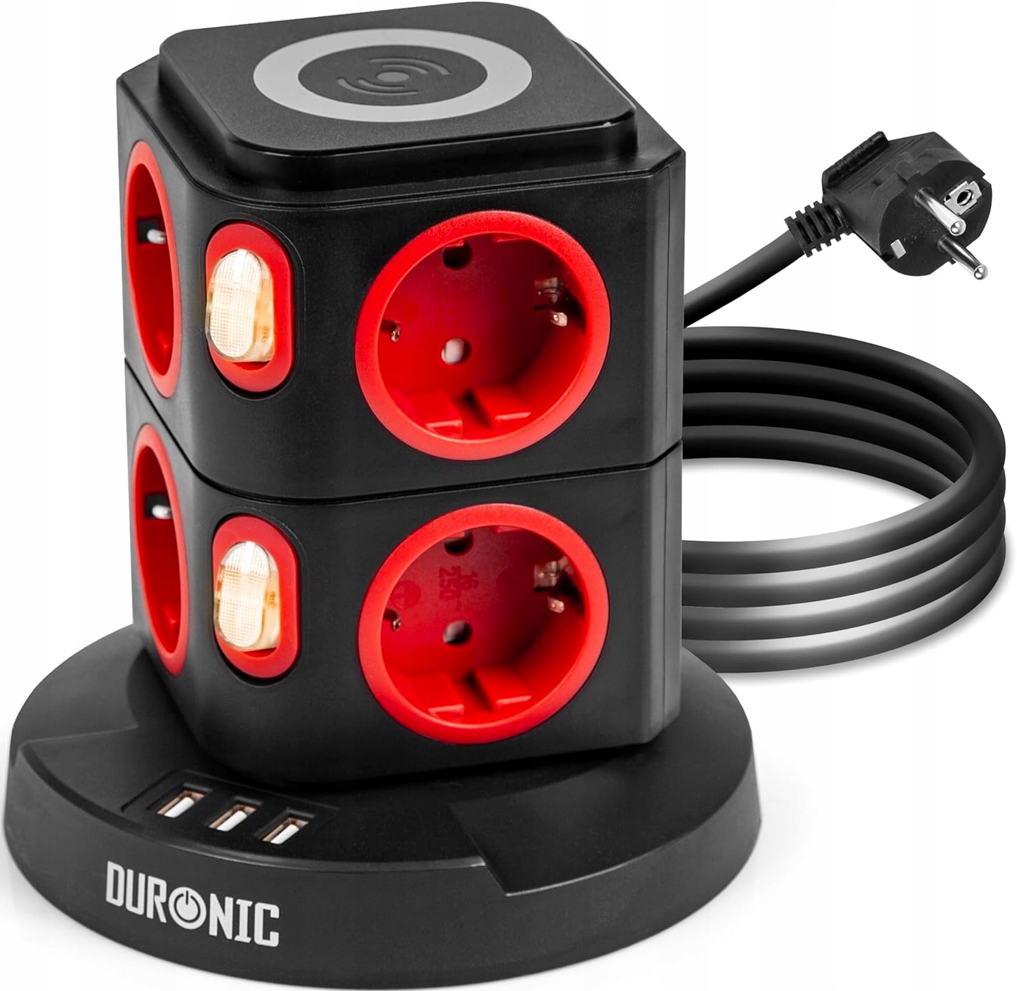 Protipřepěťová Lišta 11v1 8 Zásuvek 3 Usb Rychlá Indukční Nabíječka