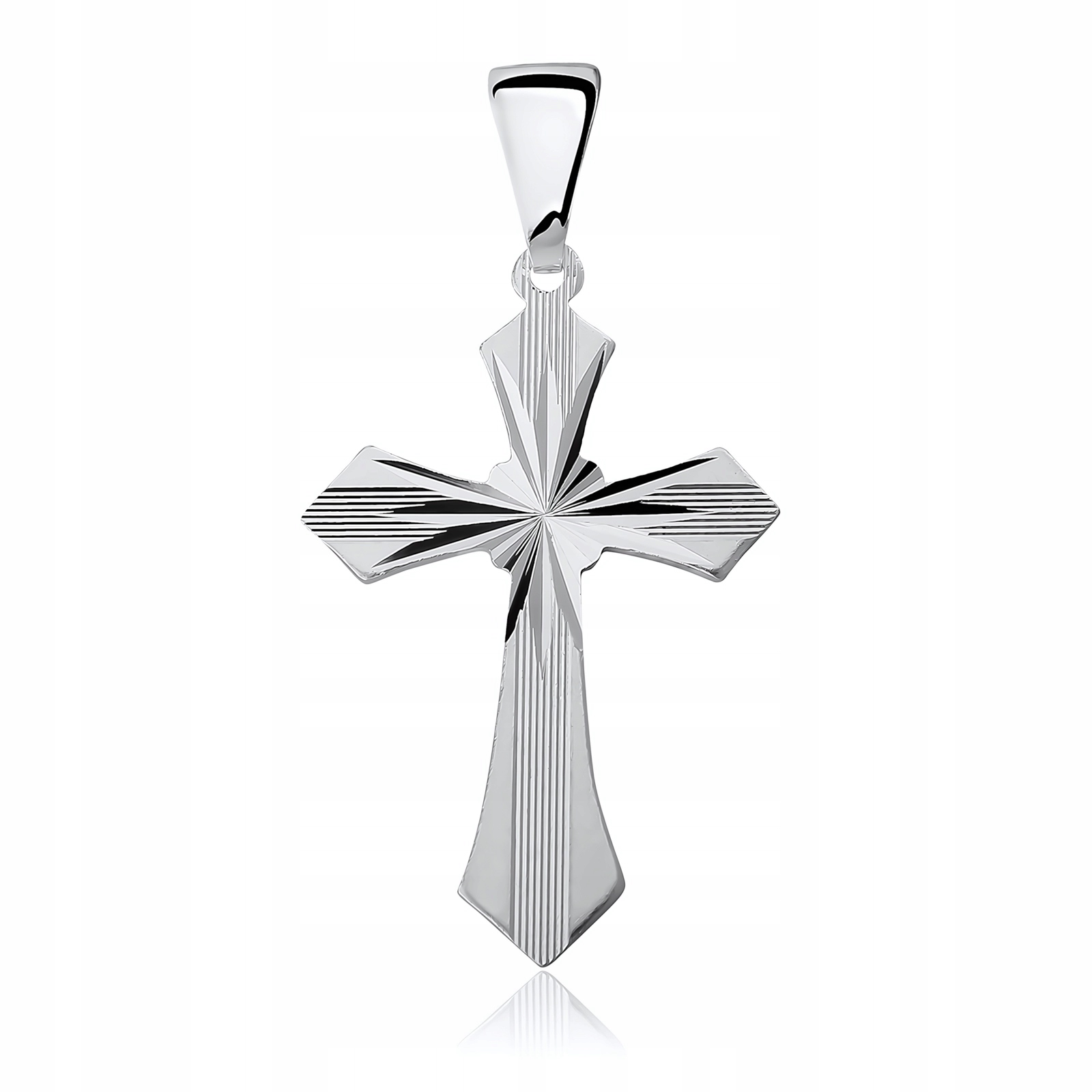 SREBRNY KRZYŻYK MĘSKI DIAMENTOWANY WZÓR PASKI