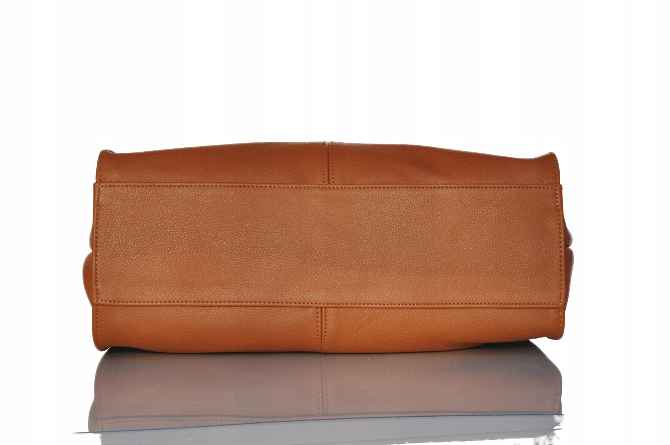 WŁOSKA TOREBKA SHOPPER SKÓRZANA NA RAMIĘ A4 RUDA Kolor zielony