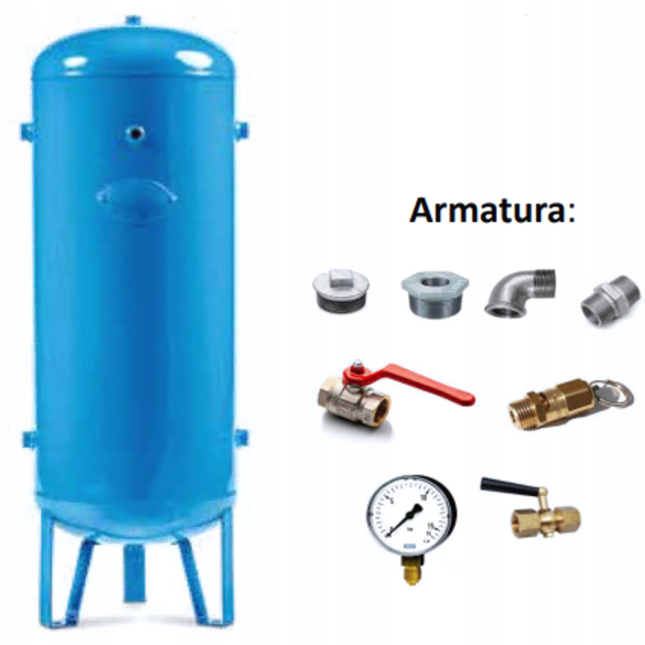 Zbiornik sprężonego powietrza 270L 11 bar włoski do kompresora + armatura
