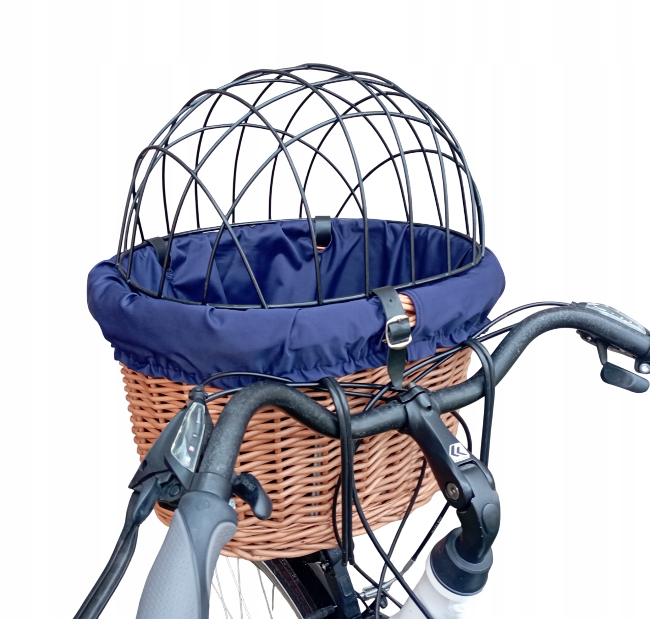 Koszyk wiklinowy na Rower z obszyciem i poduszką Transporter dla Psa do10kg