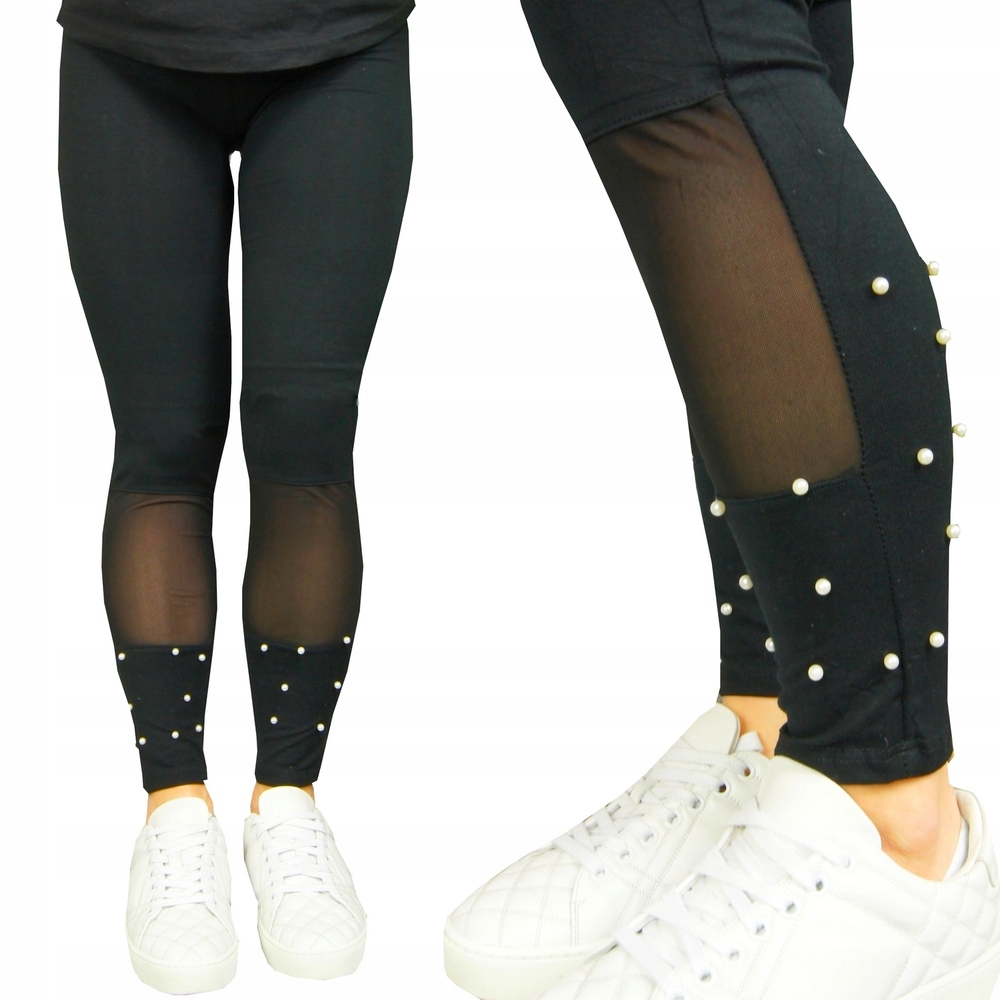 

Leginsy Czarne Stylowe Bawełna legginsy getry M/L