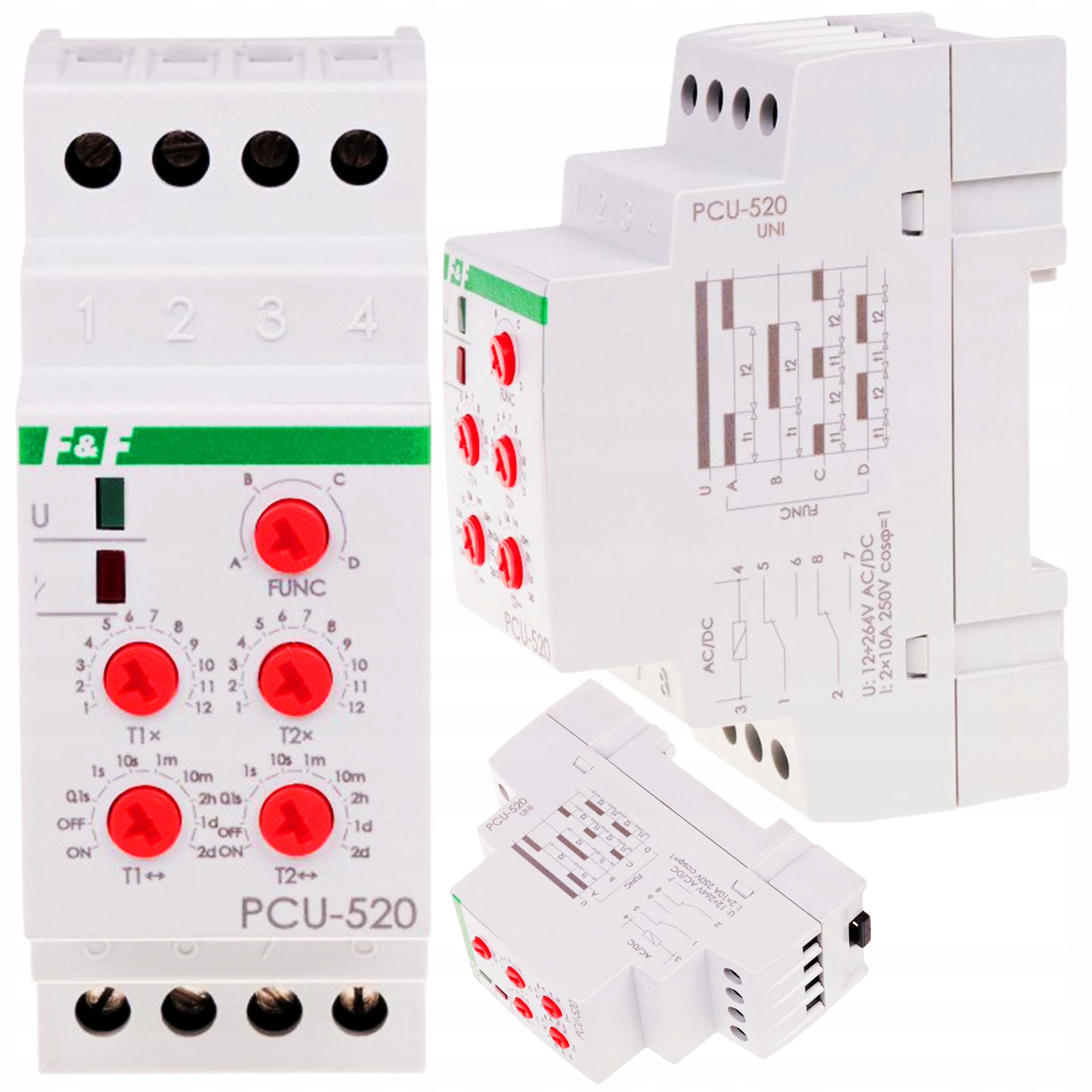 Časovač Multifunkčný T1 T2 2P 8A 0,1sek-576h 12-264V Ac/dc F&f