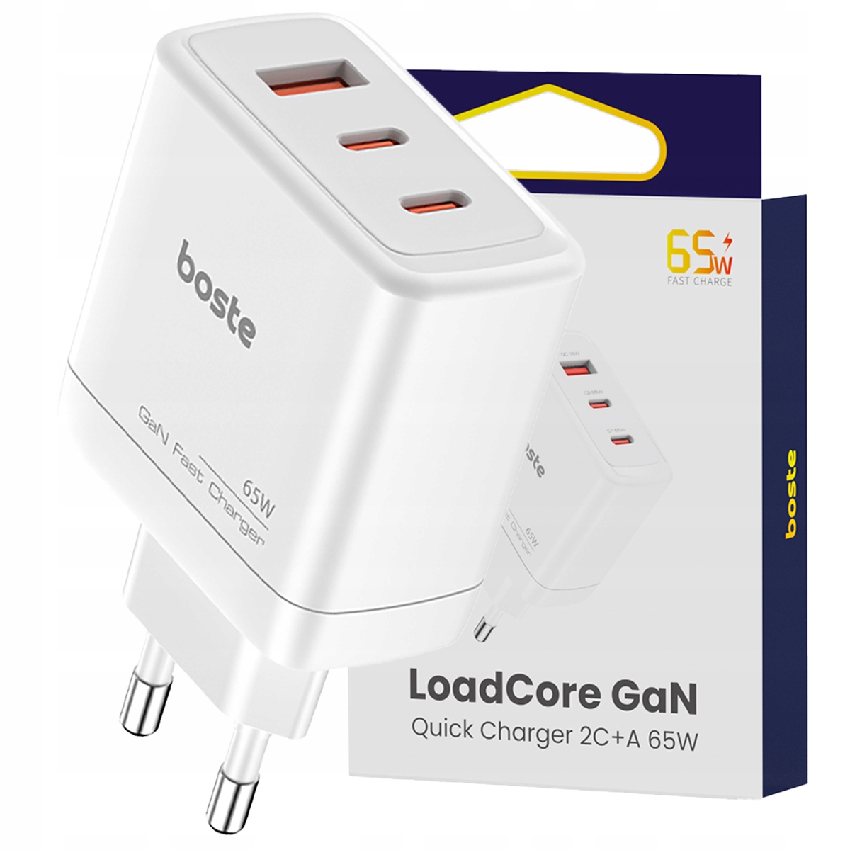 Boste Ładowarka Sieciowa 3 Porty Usb-c Usb-a 65W Qc Pd Bezpieczna Zasilacz