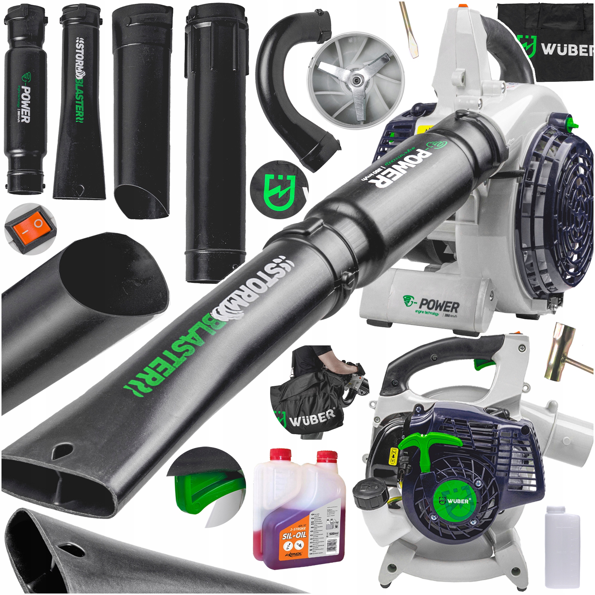 DMUCHAWA SPALINOWA OGRODOWA ROZDRABNIACZ ODKURZACZ DO LIŚCI 50L 750W +OLEJ