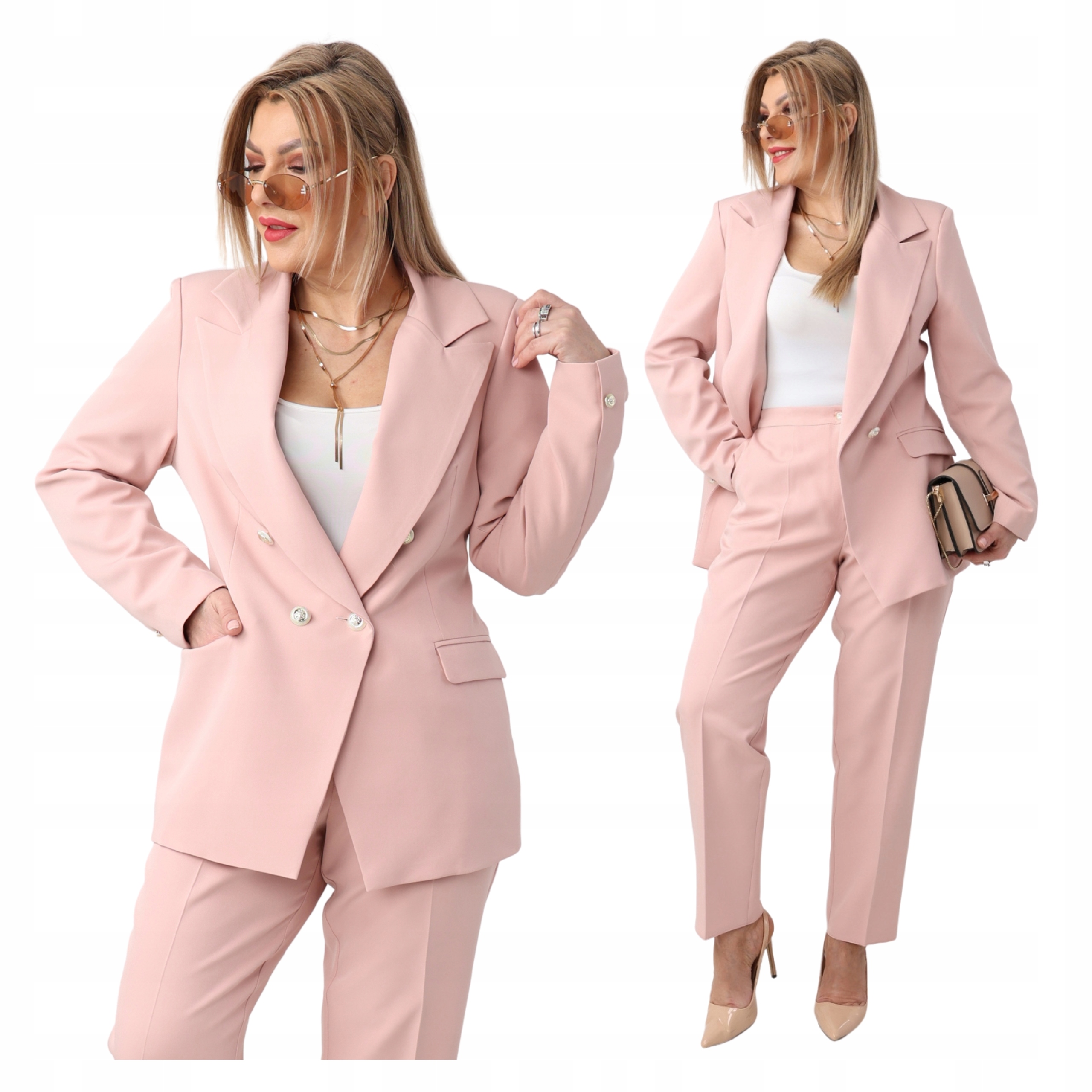 Komplet garniturowy damski Polski Producent duże rozmiary marynarka spodnie