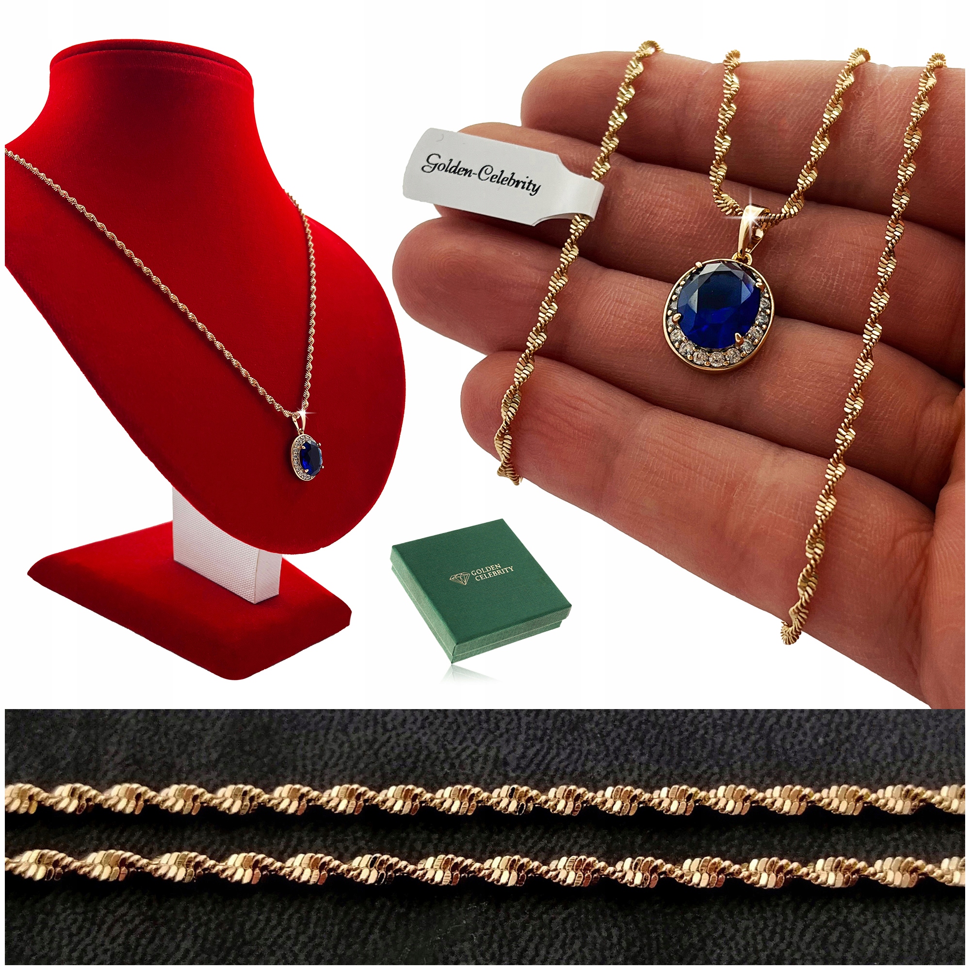 Krásný Zlatý Dámský Řetízek Z Chirurgické Oceli Přívěsek Křišťál