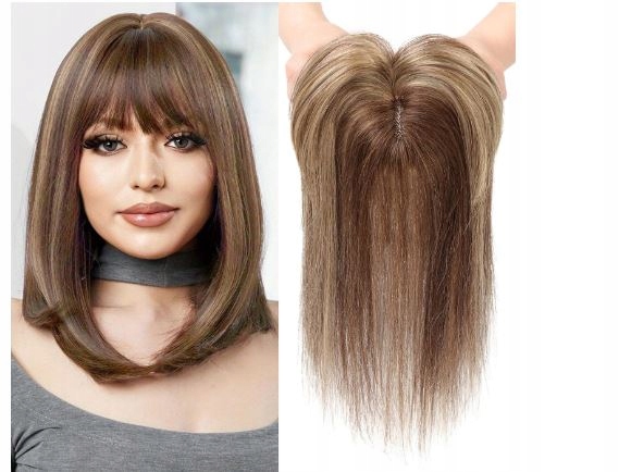 Topper 35 cm, nástavec na vlasy Hříva středně hnědá s odlesky H16/89#