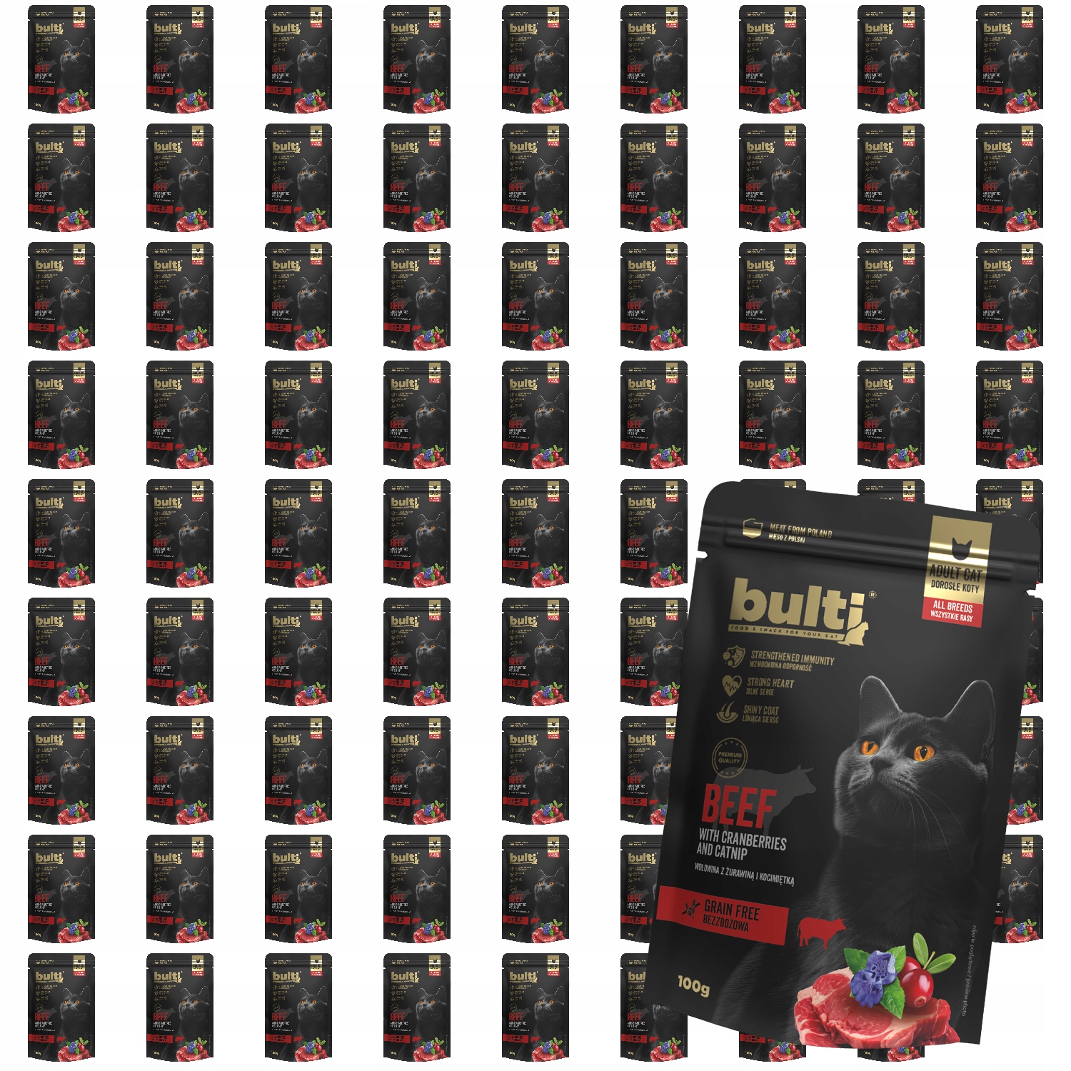 Levně Krmivo Mokré Pro Kočky Bulti Superfood Hovězí maso s brusinkami a koťátkem 80x100 g