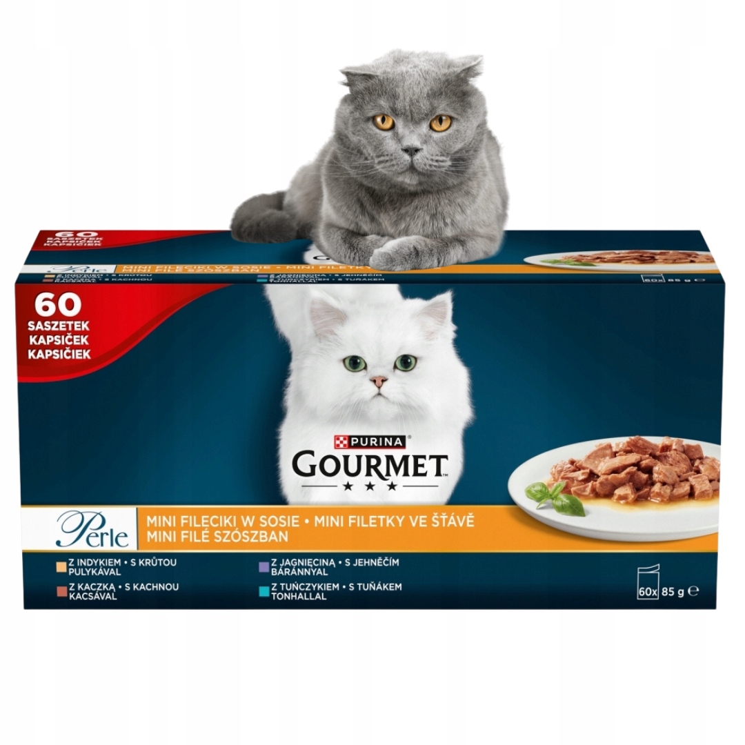 Levně Gourmet Perle Krmivo pro kočky s mini filetkami v omáčce 5,1 kg (60 x 85 g)