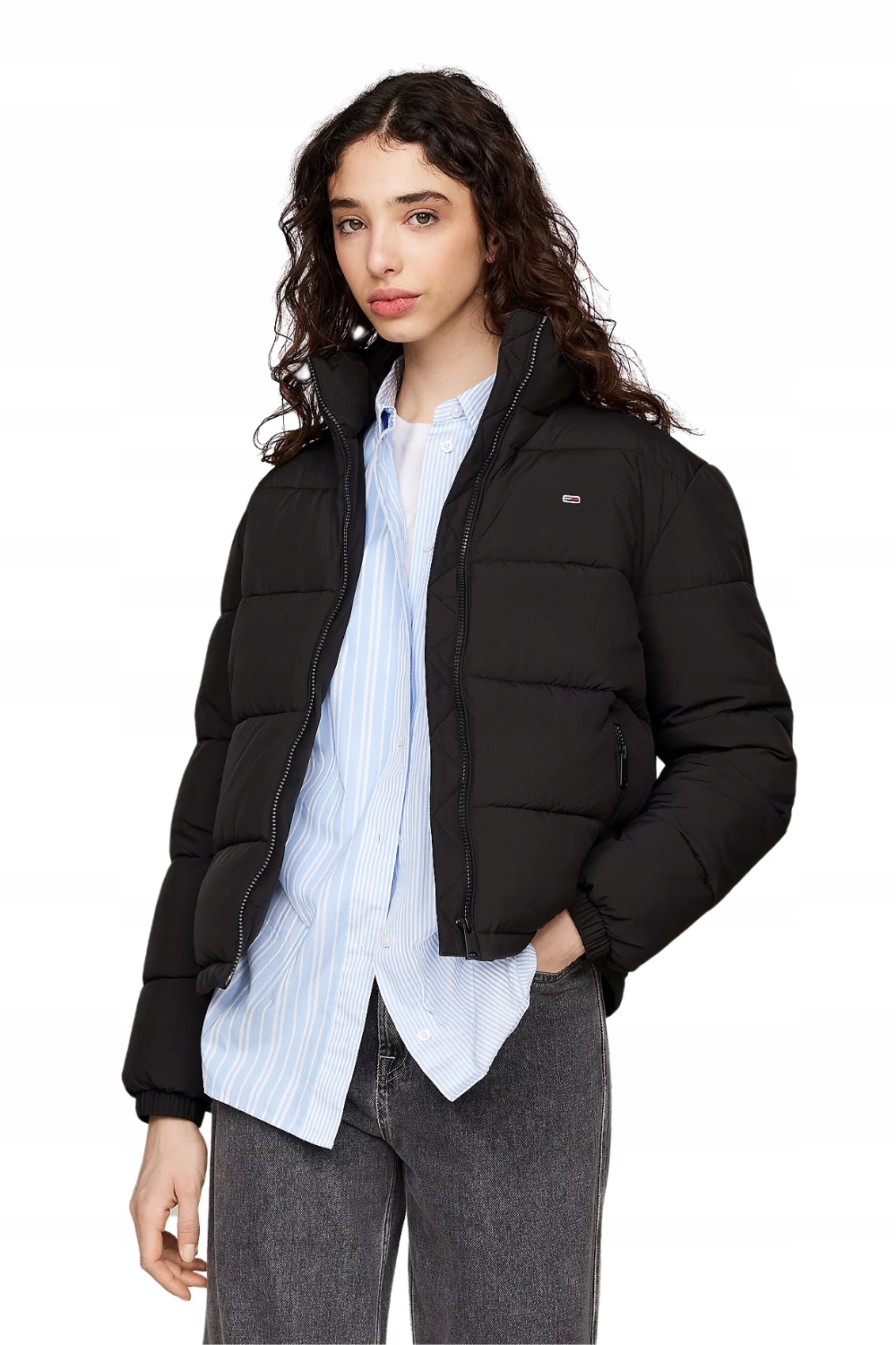 Tommy Jeans Černá prošívaná dámská bunda, velikost XL