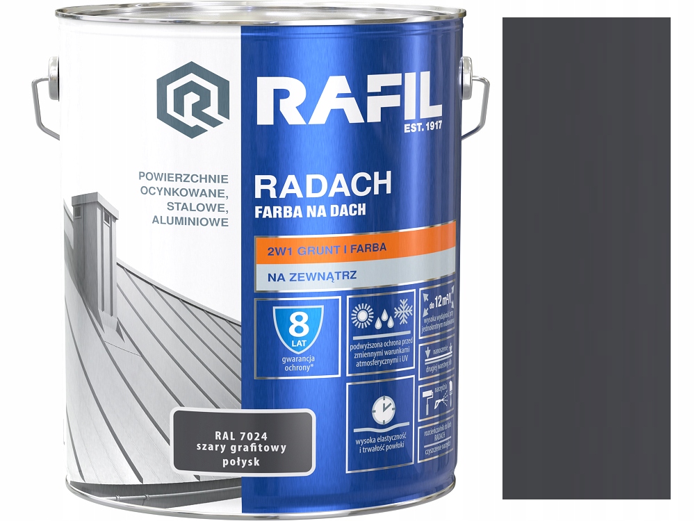 Rafil Radach Na Dach Szary Graf. Połysk 7024 10L