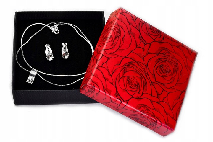 Komplet Zestaw Biżuterii Srebrny Swarovski 2cz Kryształy Cyrkonie