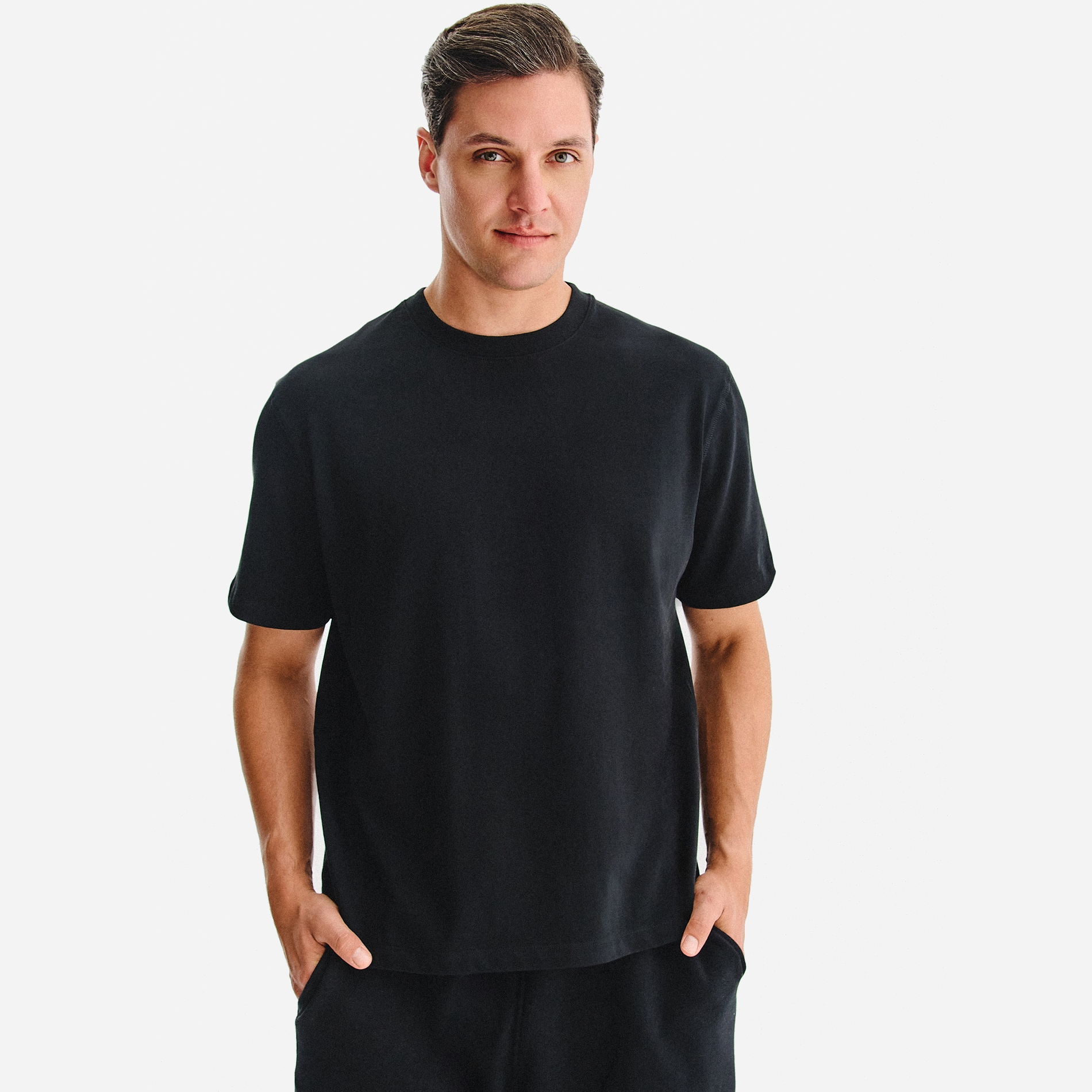 Bavlněné tričko oversize, černé, Pako Lorente vel S.