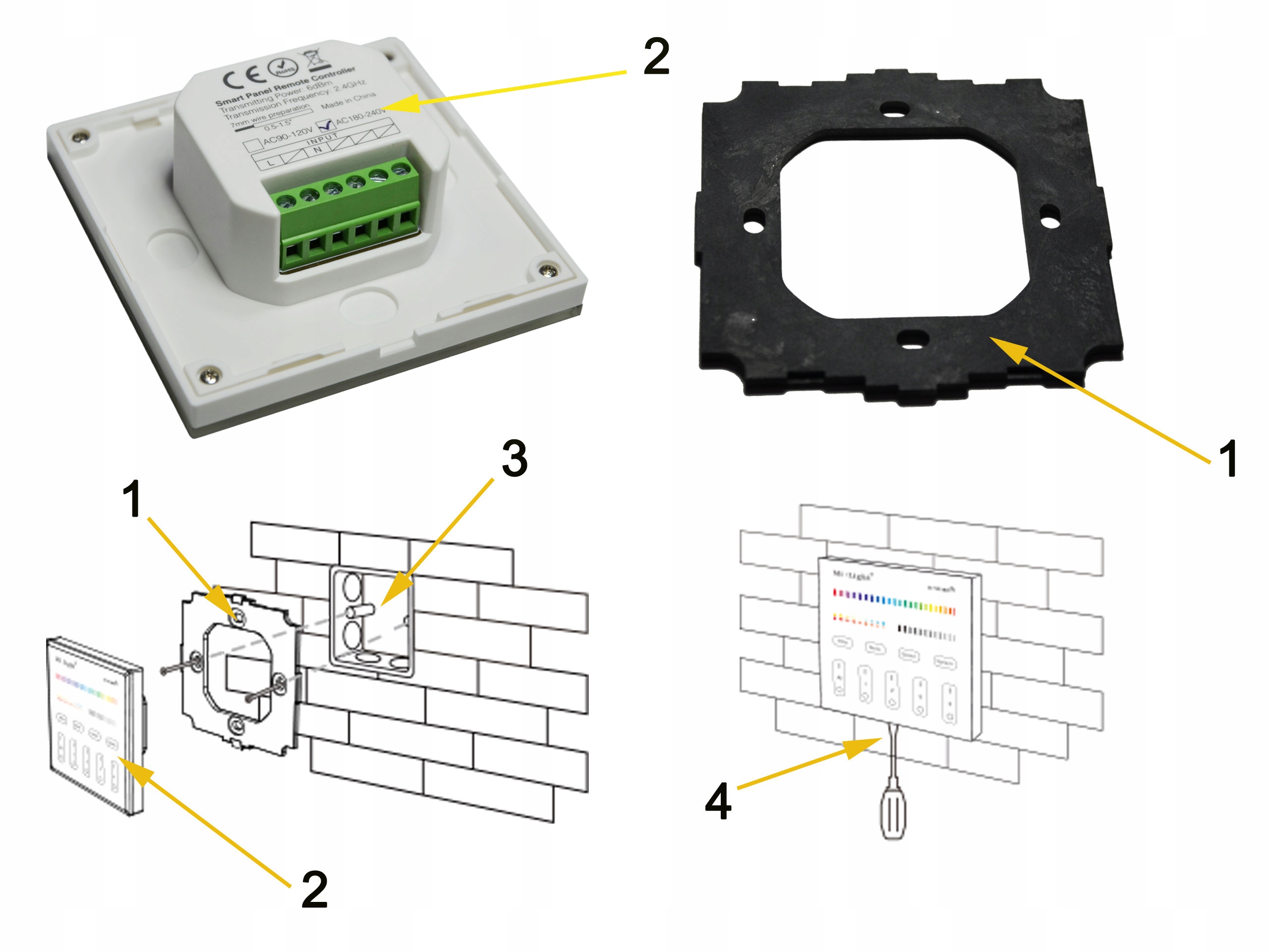 PILOT PANELOWY MONO NAŚCIENNY STREFOWY MILIGHT T1 Typ pilot