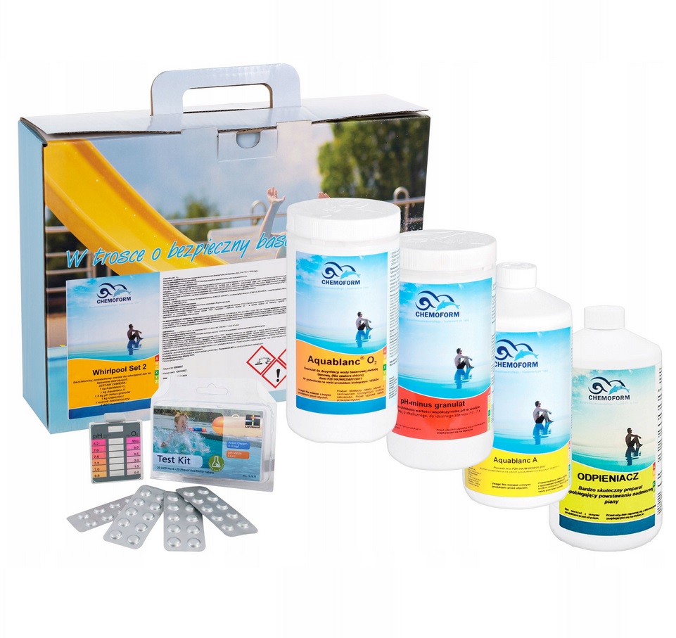 Chemia do Jacuzzi Basenu Wanien Spa Whirlpool bez chloru Aktywny Tlen Set2
