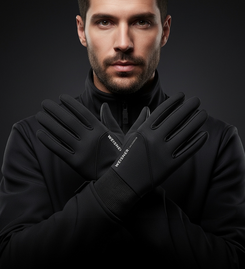 WEISNER GO | ЧОЛОВІЧІ ЧОРНІ РУКАВИЧКИ ЗИМОВІ ВЕЛОСИПЕДНІ ПРОТИКОВЗКІ ВЕЛОСИПЕДНІ