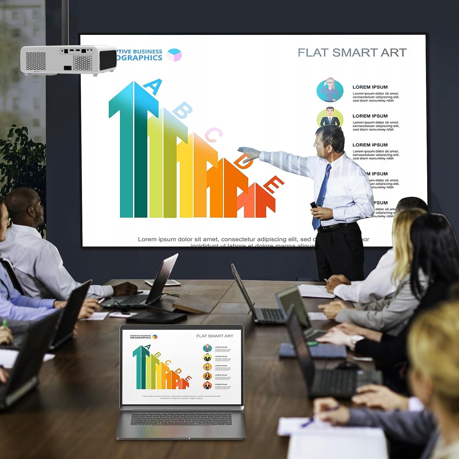 Rzutnik Projektor LED WiFi Android TV FULL HD 4K 24000lm 800 ansi Autofocus Kontrast (x:1) 6000