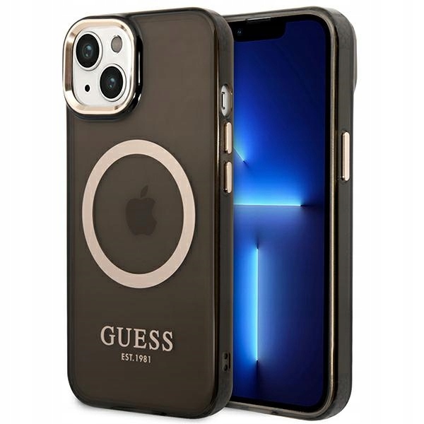 Guess Pouzdro Hard Case Pro Iphone 14 Plus 15 Plus 6.7 Pro Magsafe Zlatý Rámeček