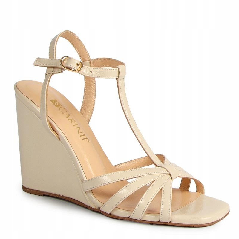 Carinii B6428 Béžové Sandály Na Klínku, Velikost 39
