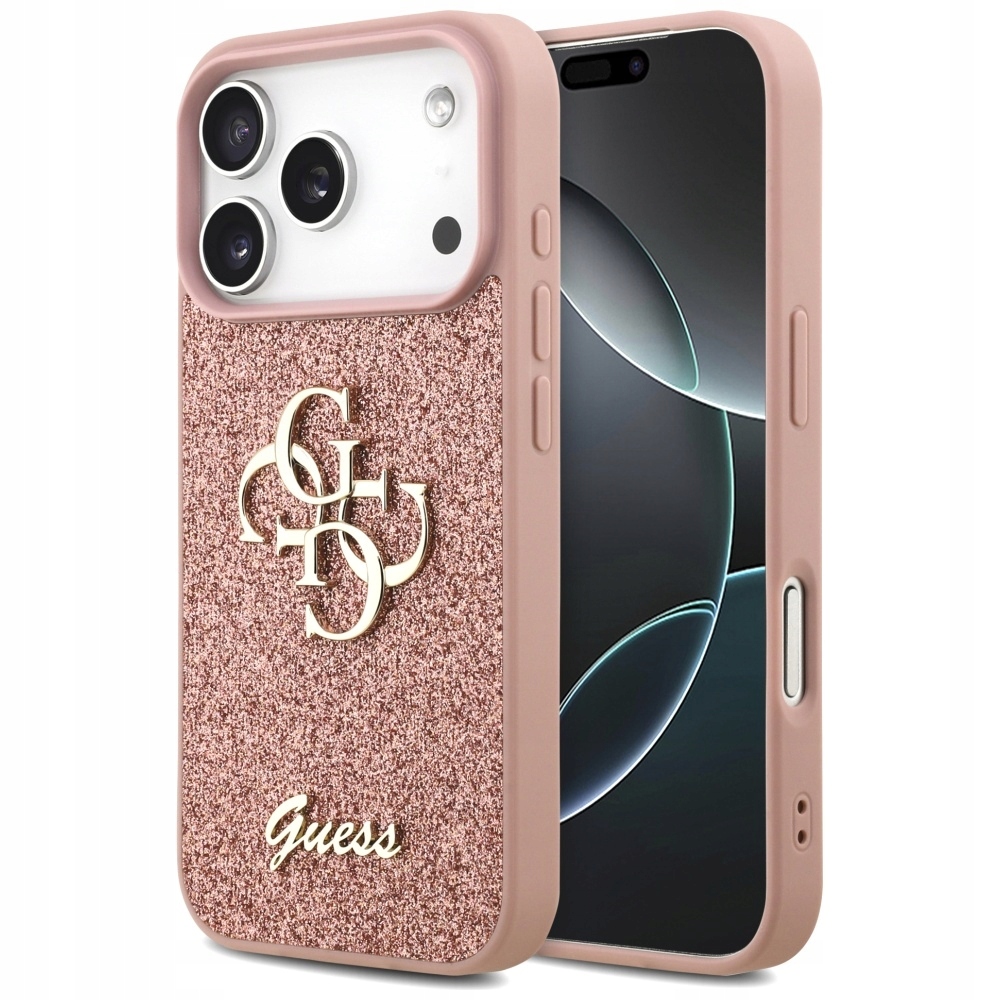 Pouzdro Guess Fixed Glitter Big 4G pro iPhone 17 Pro, růžové