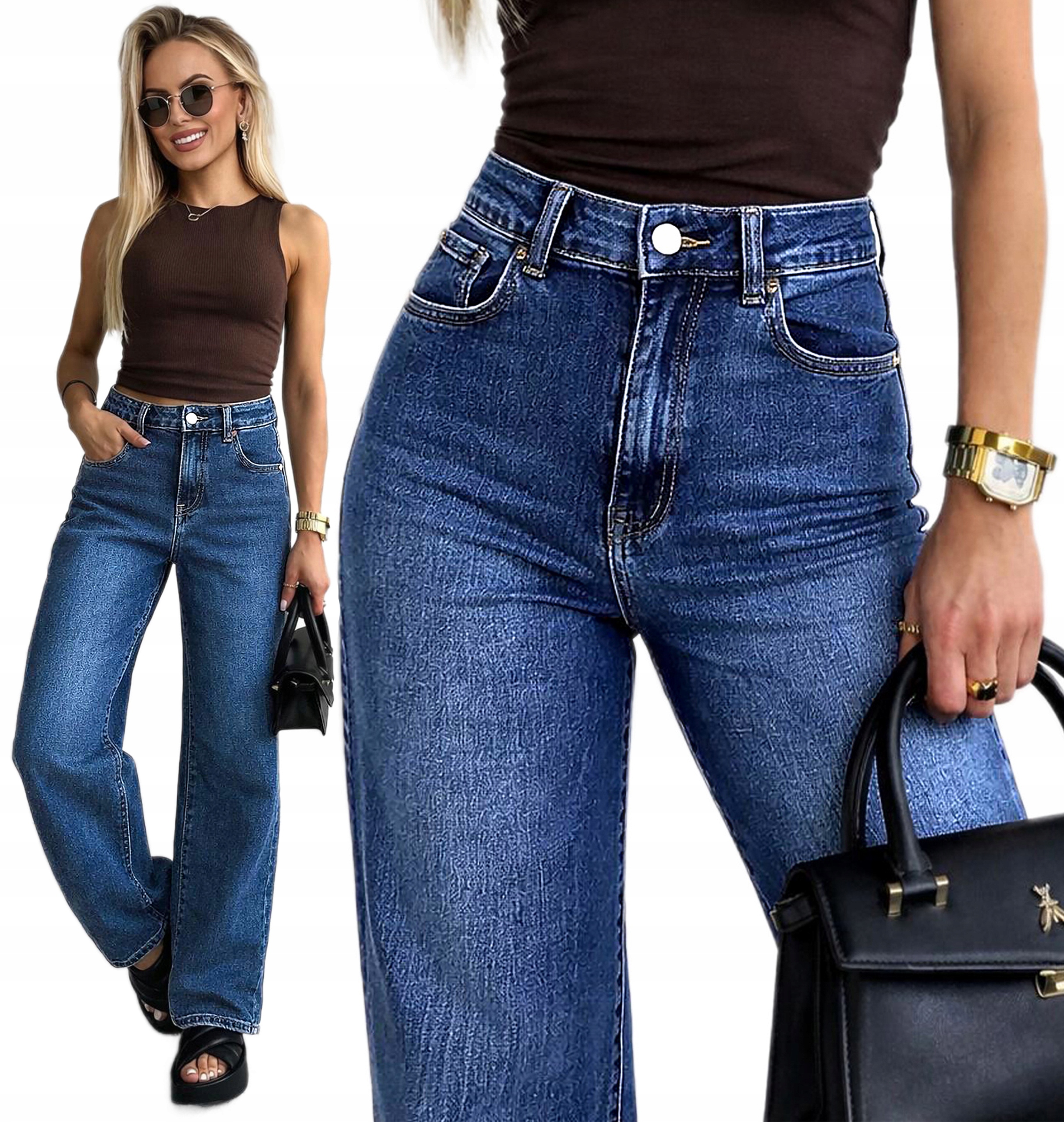 Spodnie damskie Jeansy wysoki stan Wide Leg XL Dakota