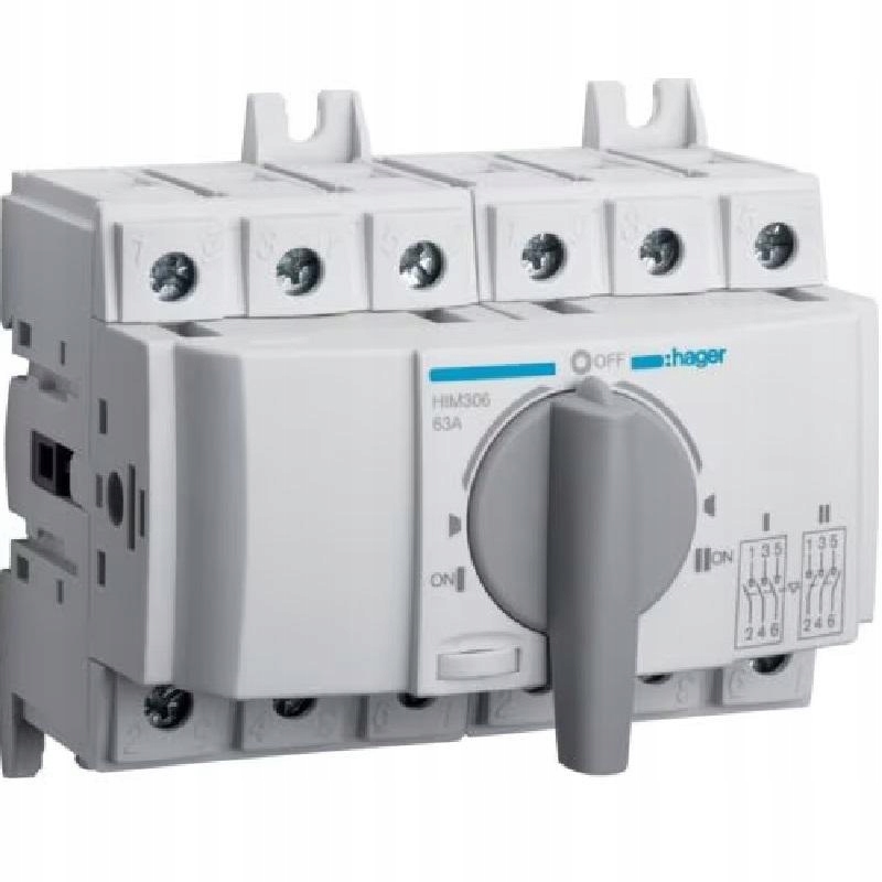 Přepínač zdroje napájení HIM306 63A 3P Hager
