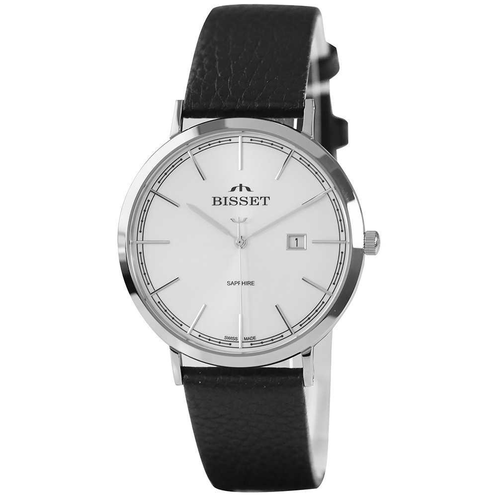 Švýcarské nové Pánské hodinky Bisset BIS133 na řemínku Gravírování