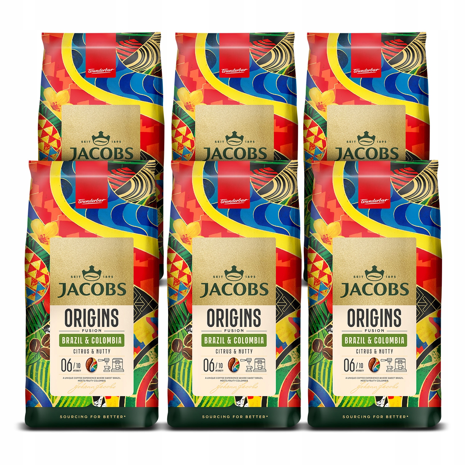 Kawa ziarnista Jacobs Origins Fusion Brazil & Colombia 6x 1kg