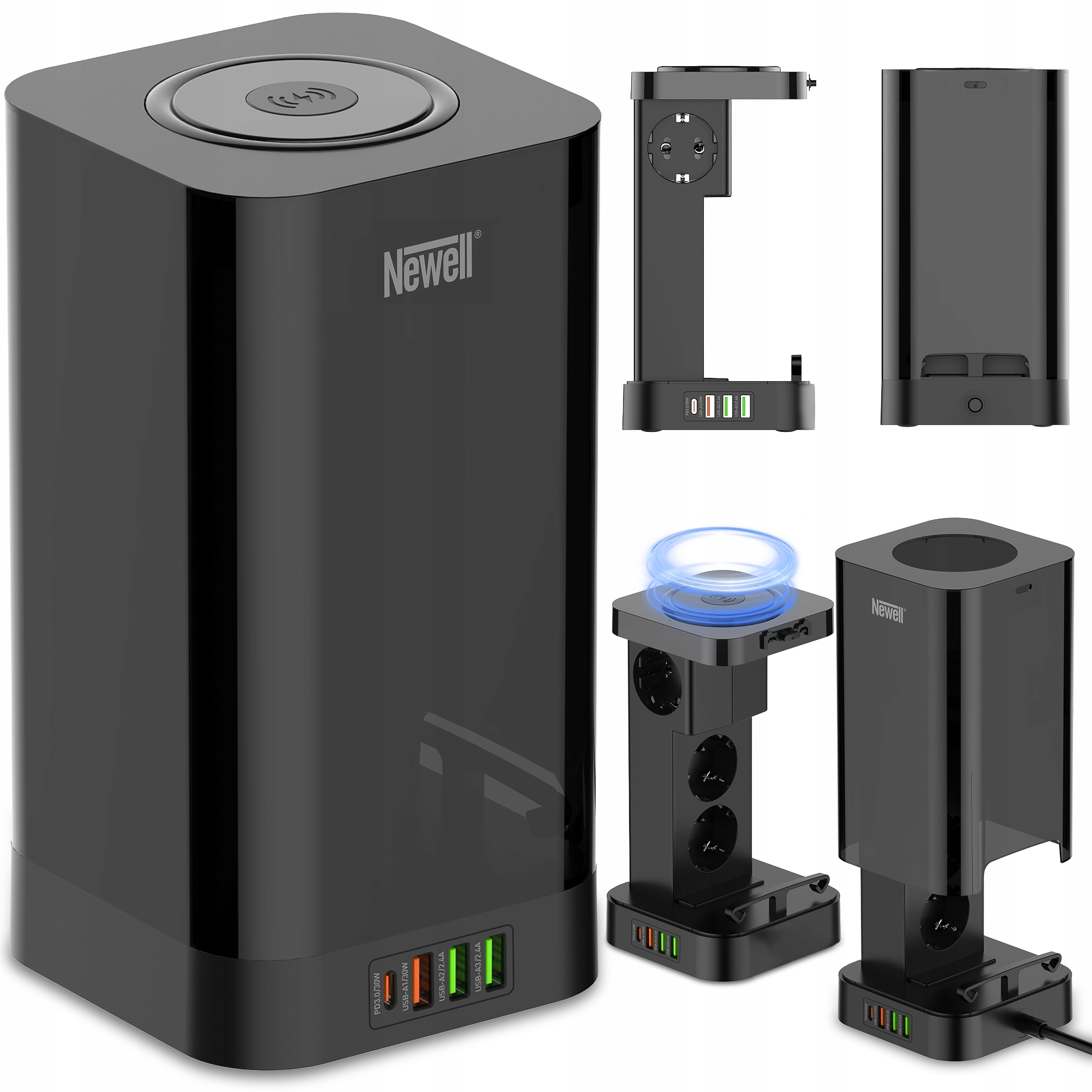 Napájecí stanice Newell GaN Power 8v1 indukční nabíječka 4xUSB Pd 30W