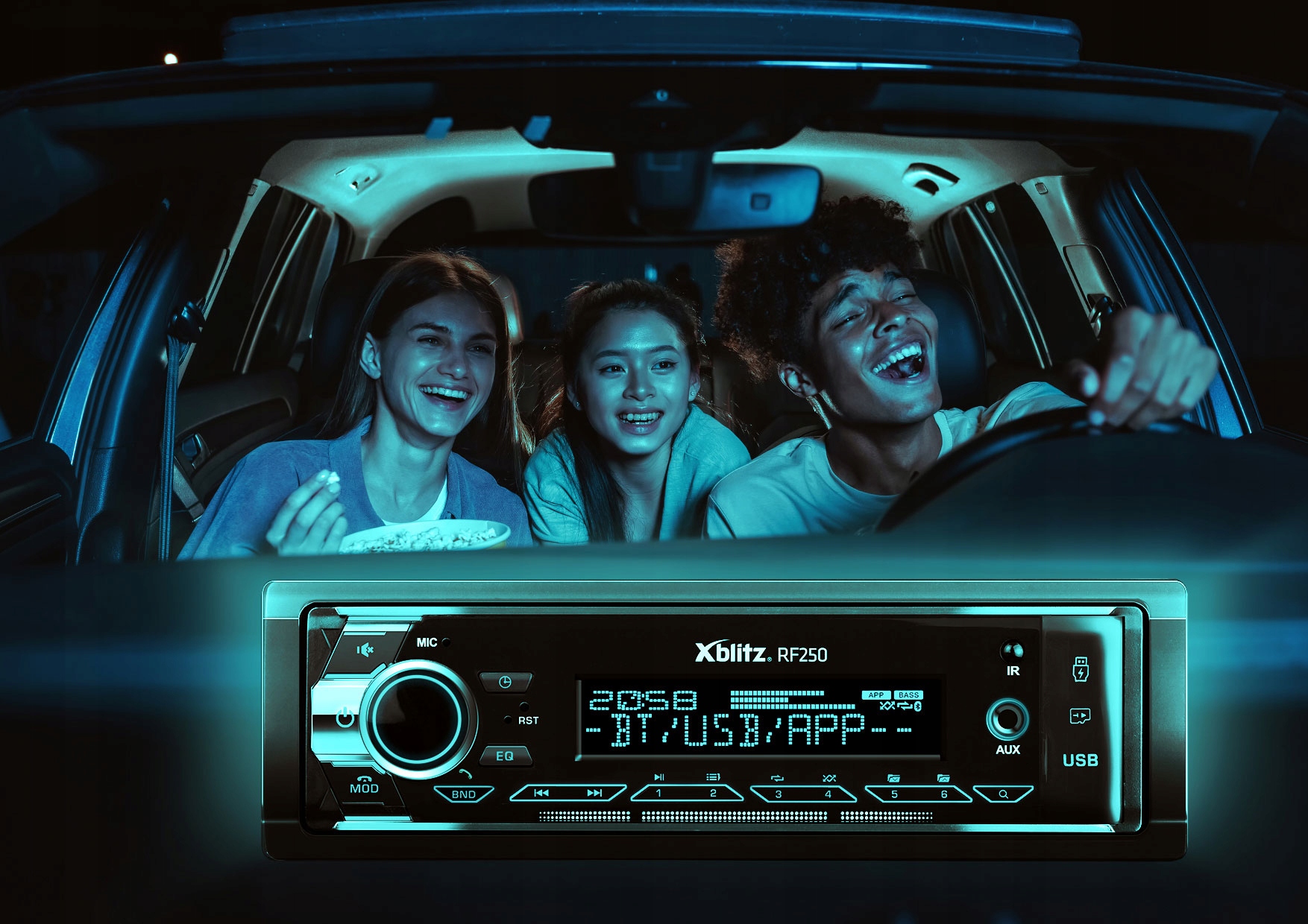 XBLITZ RF 200 Autoradio 1 DIN, WMA, MP3, WAV, APE, OGG, AAC, avec