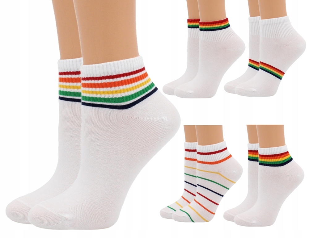 

5X Kolorowe skarpetki stopki damskie 39-42