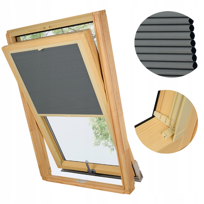 Střešní Roleta Termická Plisa Plaster Grafit Béžová Do Okna Fakro 78x118