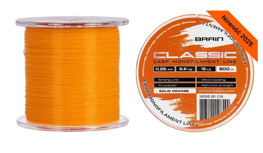 Brain Żyłka Classic Carp Line (solid orange) 600m 0.35mm