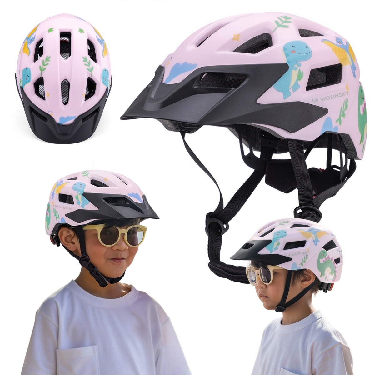 Dětská Cyklistická Přilba Mtb 52-56 CM Růžová S Kšiltem Wozinsky