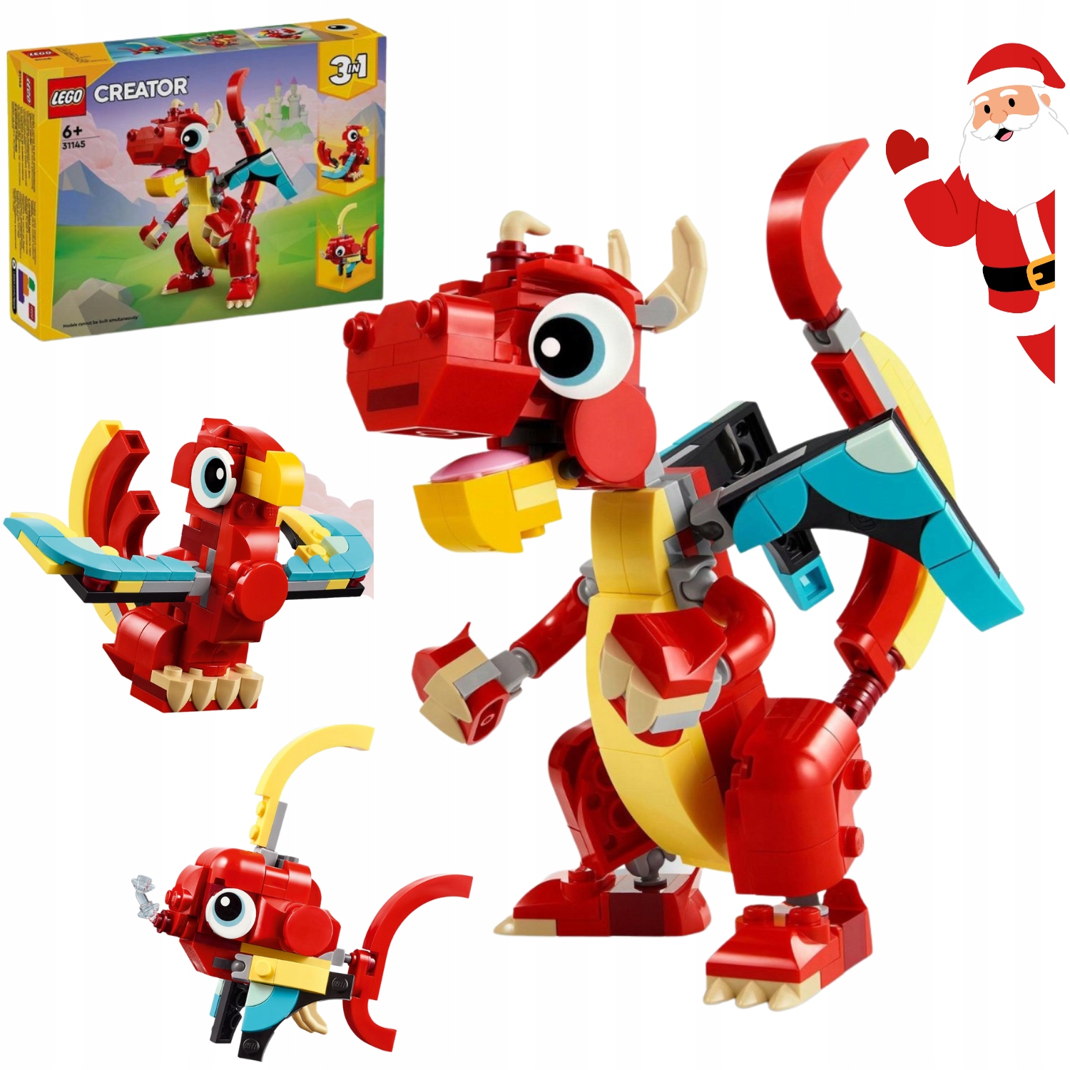 Lego Creator 3 w 1 31145 Czerwony Smok Ryba Feniks Torba Lego