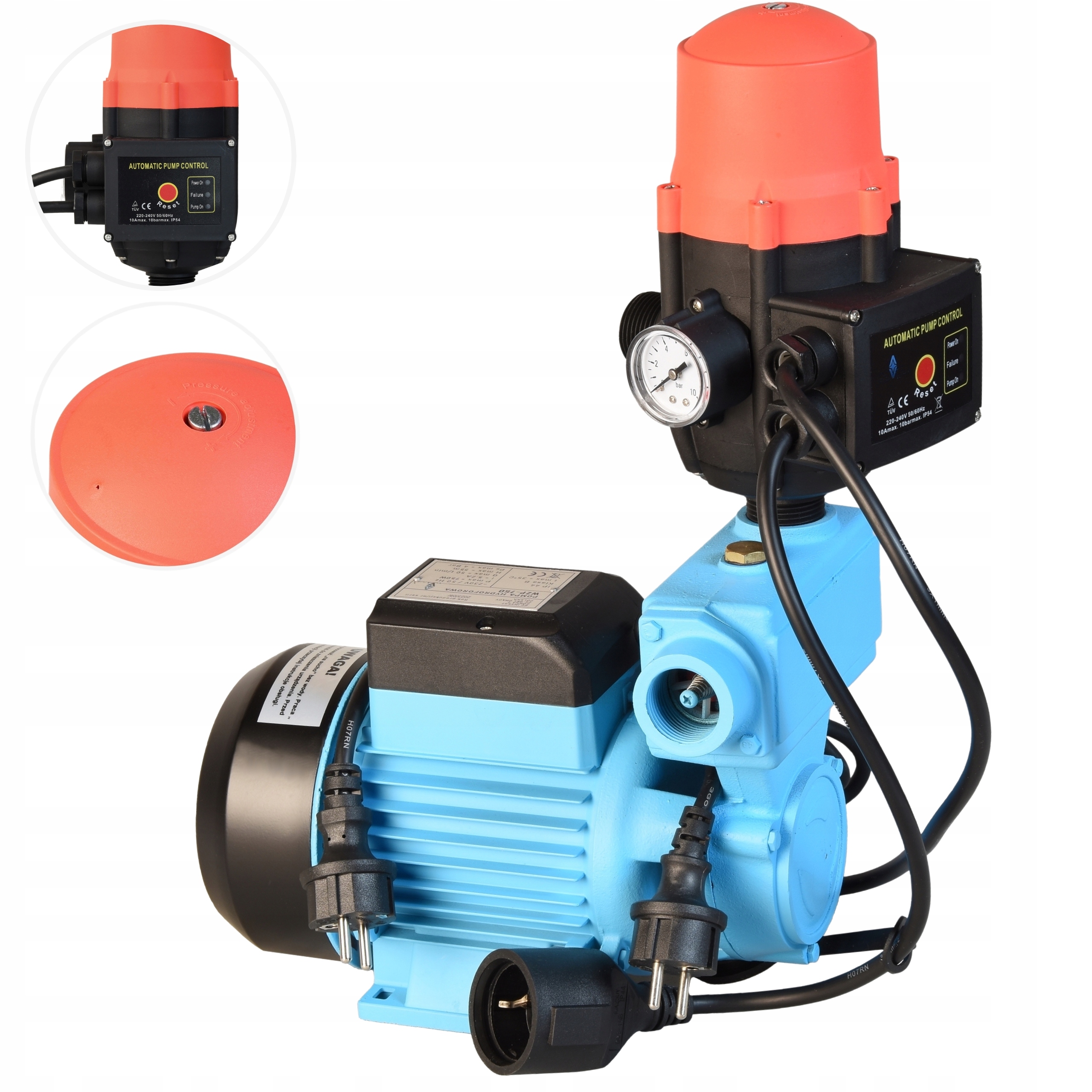 Hydroforová Pumpa S Vypínačem Čerpadla 750W 50L/MIN Suchý Chod Regulace