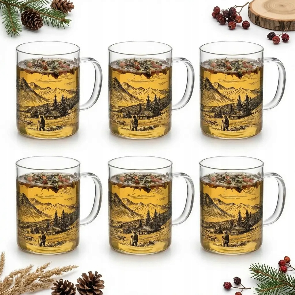 Sklenice Hrnek Potisk Město Zakopane 400 ML Sada 6 Sklenic Hrnků Sklo