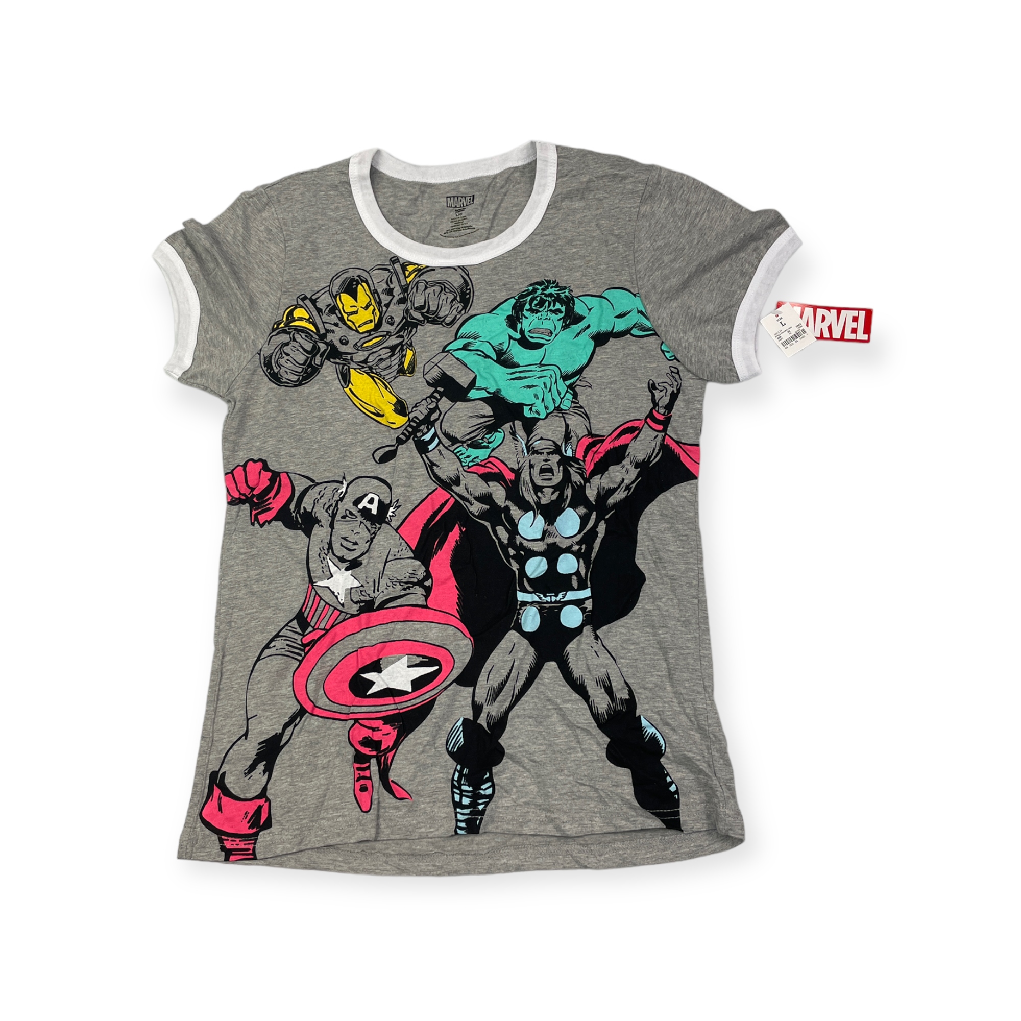 Tričko s šedým logem Marvel L