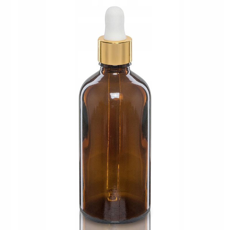 

Butelka szklana 100ml z pipetą złoto-białą x5