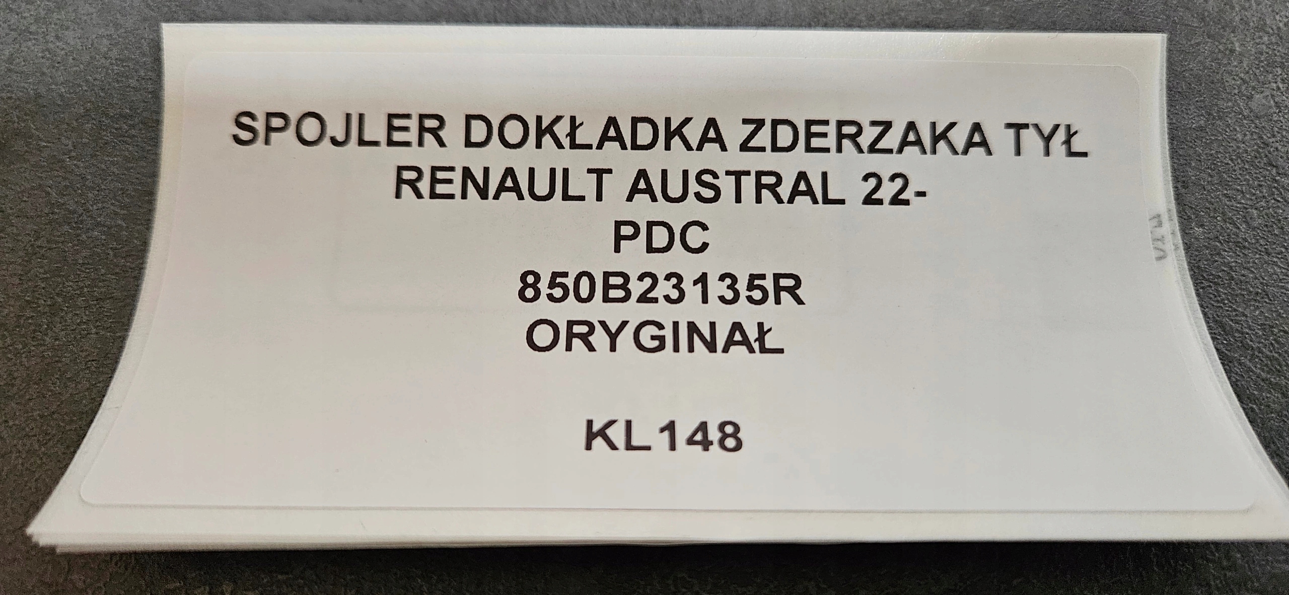 SPOILER accessori Paraurti posteriore RENAULT AUSTRAL 22- PDC Originale 850B23135R