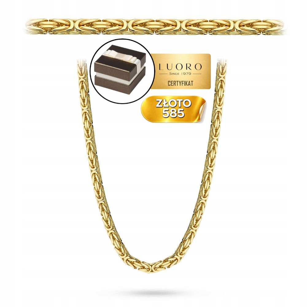 Řetízek Zlatý 585 14K Královská Vazba Žlutý 60 CM Elegantní