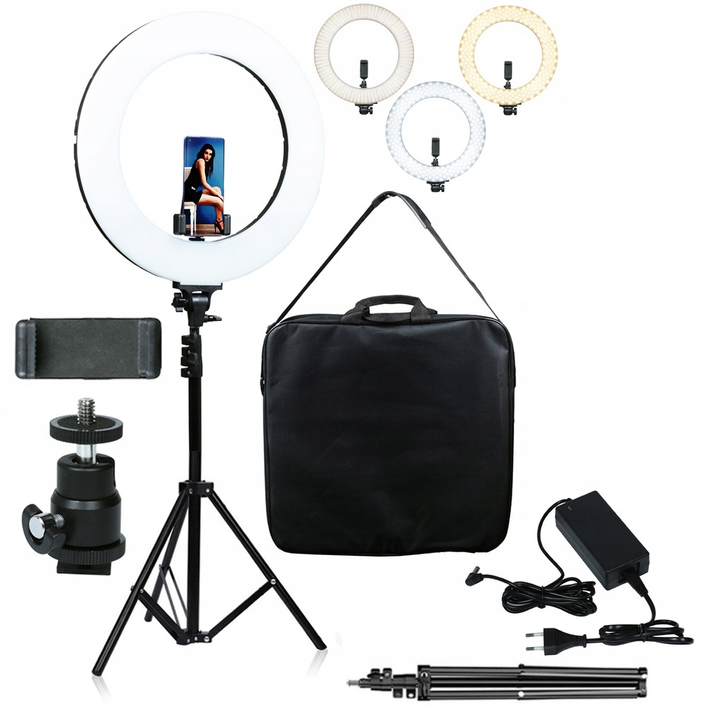 LAMPA PIERŚCIENIOWA LED RING MAKIJAŻ STATYW SELFIE ZESTAW 300W