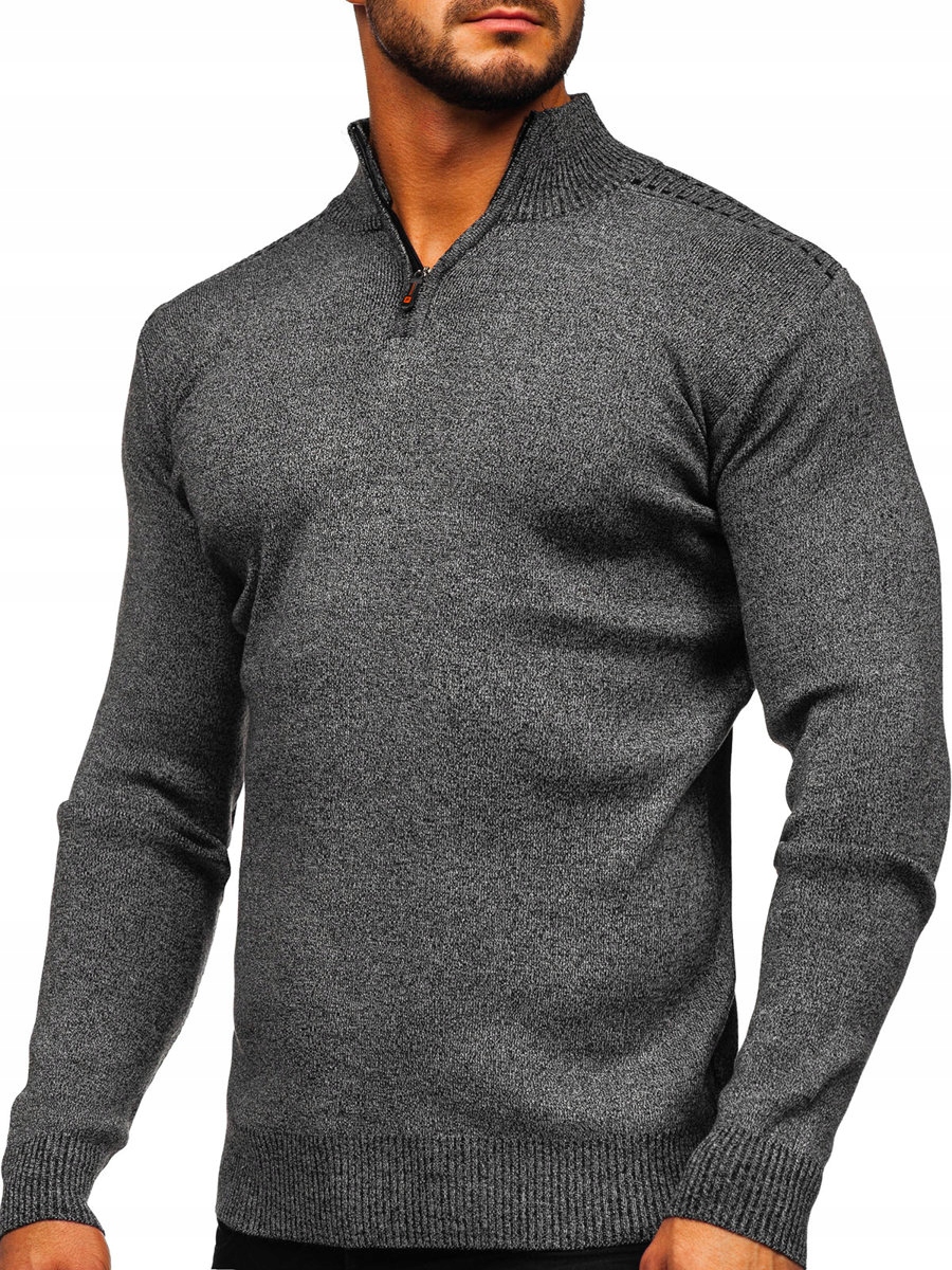 

Sweter Męski Ze Stójką Grafitowy S8279 Denley_m
