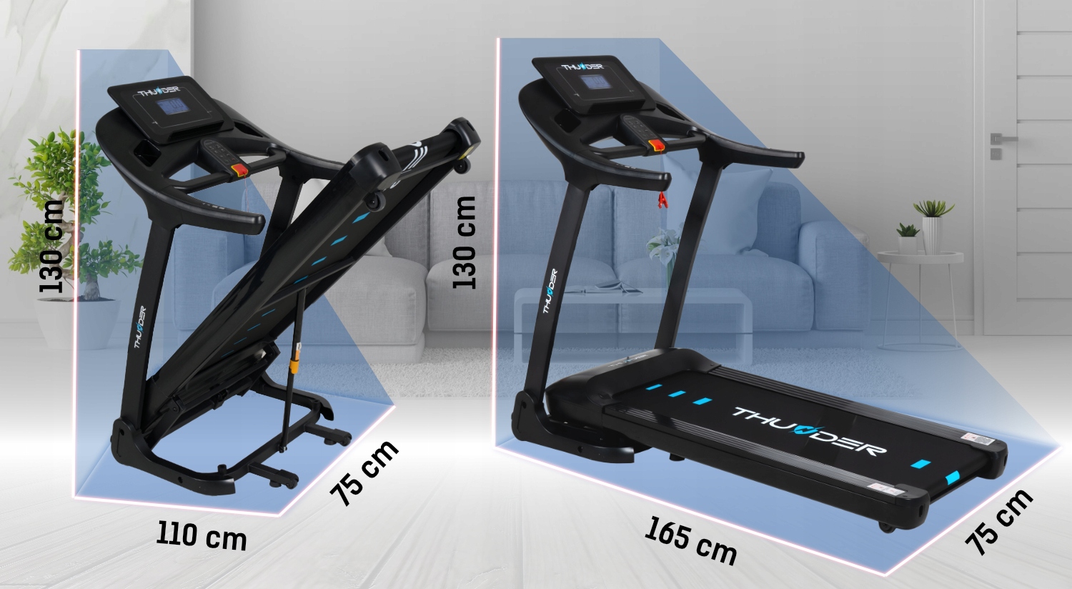 BIEŻNIA TRENINGOWA 18KM/H 160KG PHENOM LCD THUNDER Marka Thunder