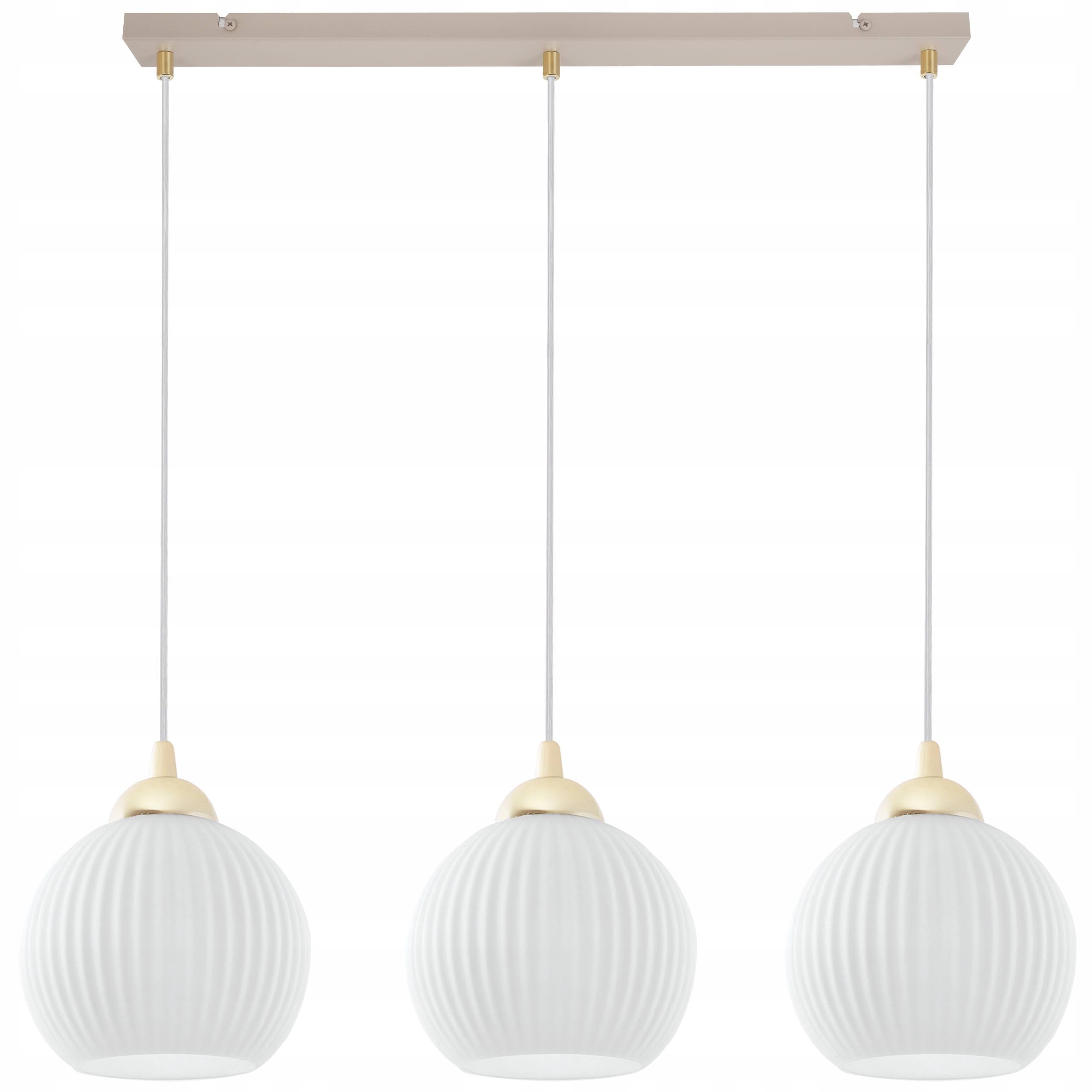 Závesná Stropná Lampa Luster Béžový Kašmír Biely Ryhované Gule E27