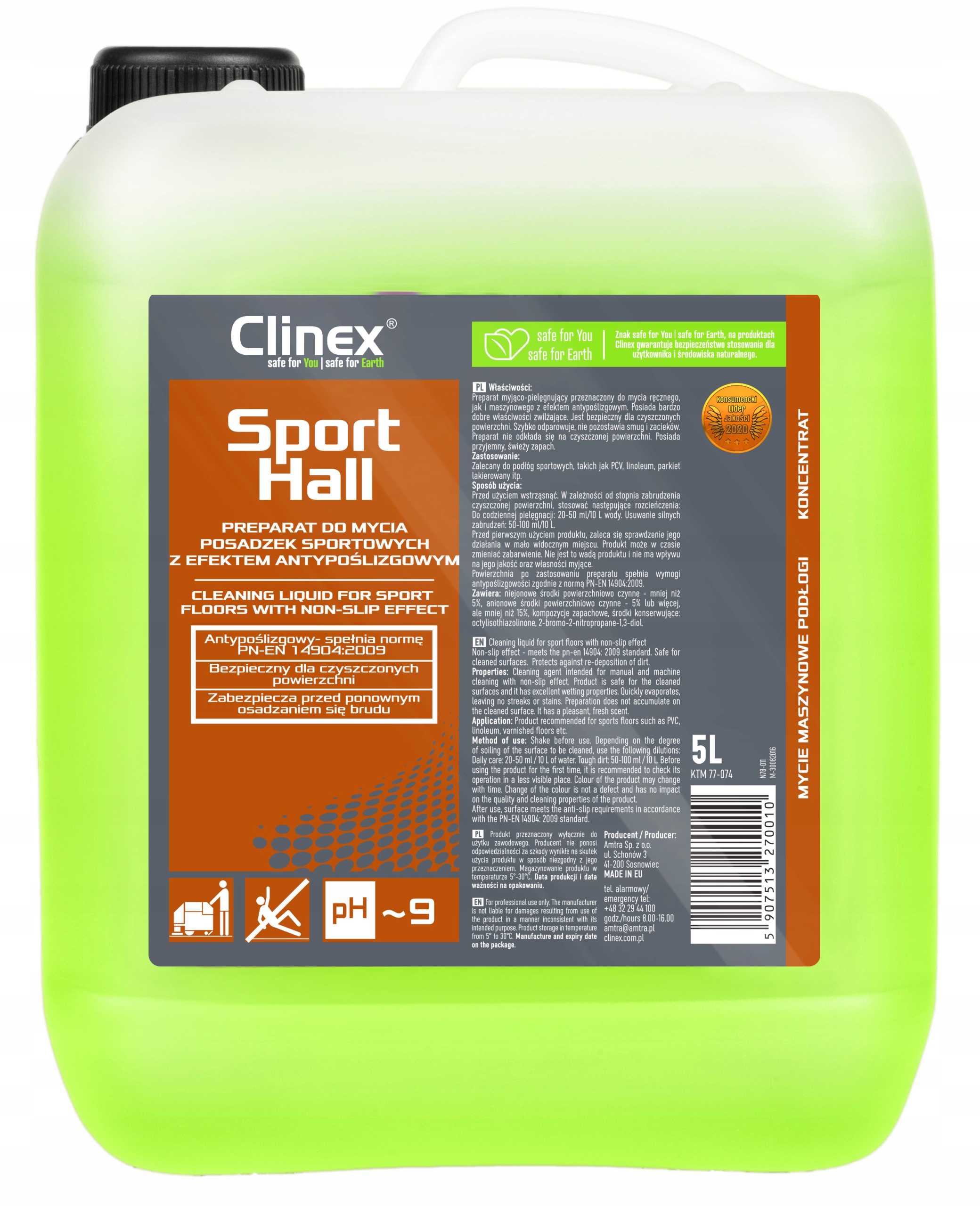 

Clinex Sporthall Płyn Do Posadzek Sportowych 5L