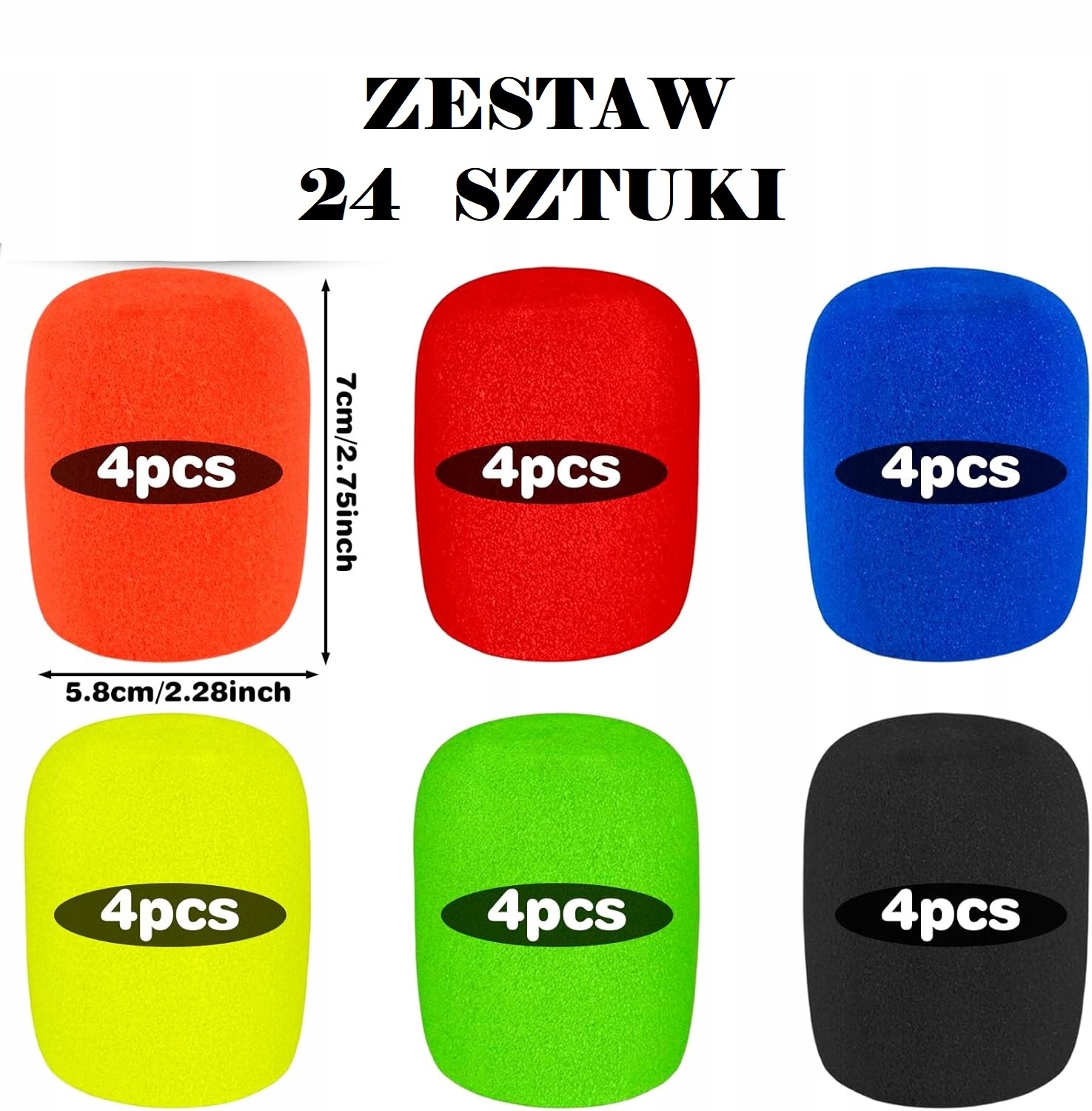 Sporgo 24 x Houbička krytka na mikrofon Set 6 barev 24 Kusů