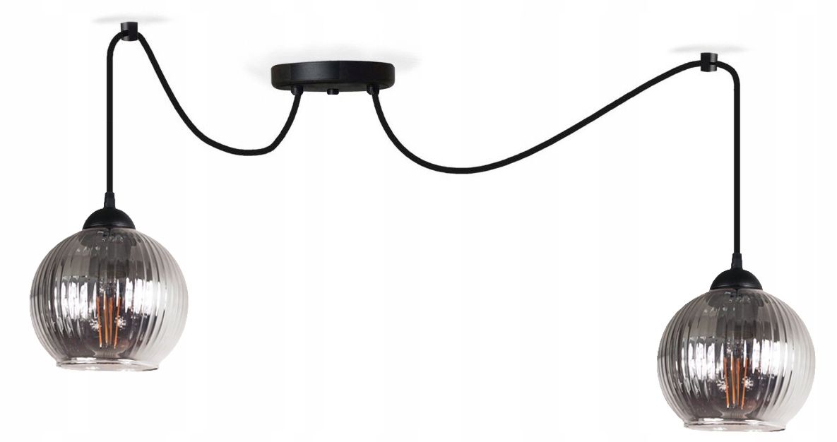 Závěsná stropní lustrová lampa Pajak Glass s rýhovanými stínidly pro lampy nad stolem