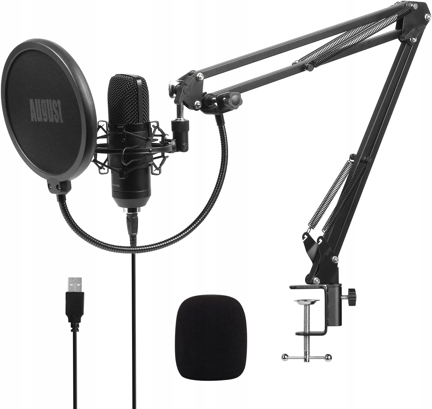 Mikrofon pojemnościowy USB studyjny August REC100